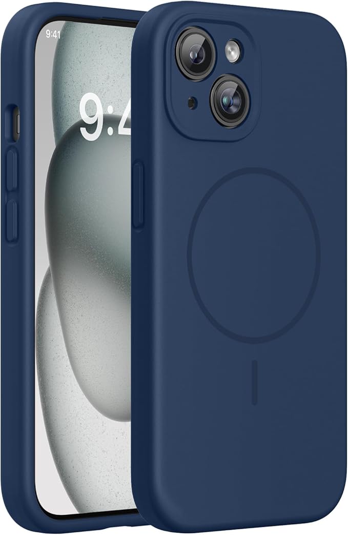 Miracase Compatible with iPhone 15 Case, [Soft Anti-Scratch Microfiber Lining], Liquid Silicone Case Gel Rubber Shockproof Drop Protection Phone Case for iPhone 15, Dark Blue