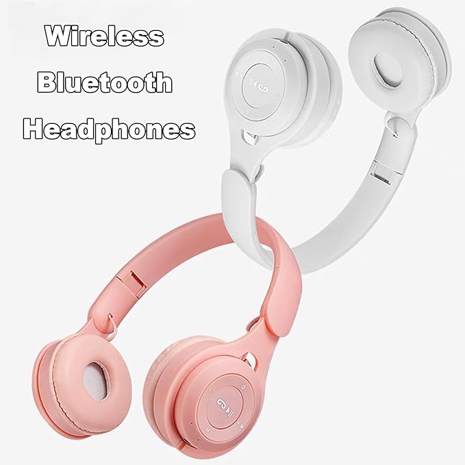 Upgraded Hybrid Noise Cancelling Bluetooth Headphones Over Ear Wireless Bluetooth with Mic Soft-Earpads HiFi Stereo Foldable Lightweight Headset Deep Bass for Home Office Cellphone PC Pink