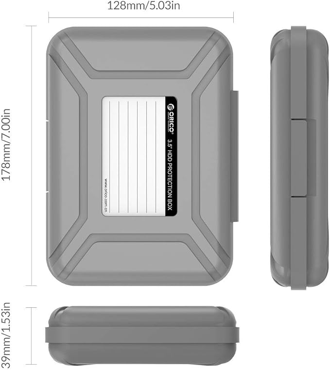 ORICO External Hard Drive Case for 3.5 Inch HDD/SSD 5 Packs Portable Hard Drive Carrying Protective Storage Box Anti-Static and Shockproof (Multicolor)-PHX5C