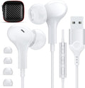 USB Headphones with Microphone for Laptop, 7.5ft Magnetic Wired Earbuds Noise Isolation in-Ear Earphones with Mute Volume Control Stereo Bass for PC Desktop Dell HP Acer Laptop Meetings/Music,School