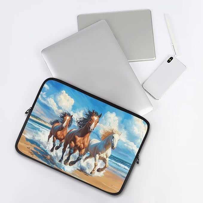 Horse Laptop Protective Sleeve for Women Men Computer Sleeve Neoprene Laptop Case Bag 12inch Portable Computer Carrying Case Suitable for Birthday Holiday Tablet Bags Blue