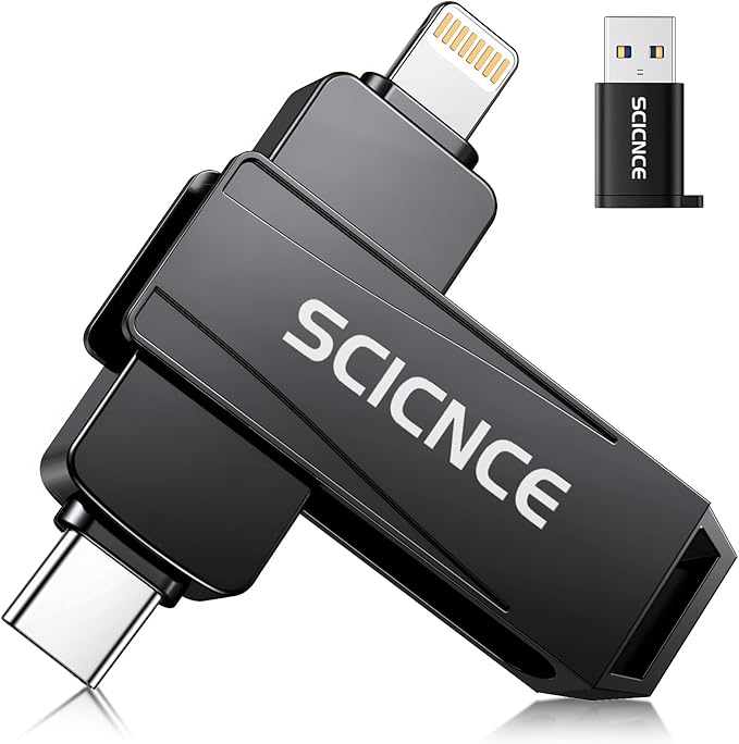 256GB Phone Flash Drive Photo Stick, USB Memory Stick for Photo Video Backup & Storage, No APP Required, Compatible with iPhone iPad Android PC, Space Gray