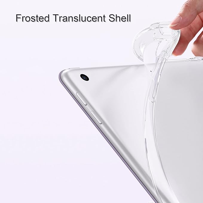Case for iPad Pro 9.7 Only(Old Model 2016), Lightweight Slim Auto Sleep/Wake Trifold Stand Smart Cover, Soft TPU Frosted Translucent Back Pencil Holder Case for iPad Pro 9.7 Inch, Gray Purple