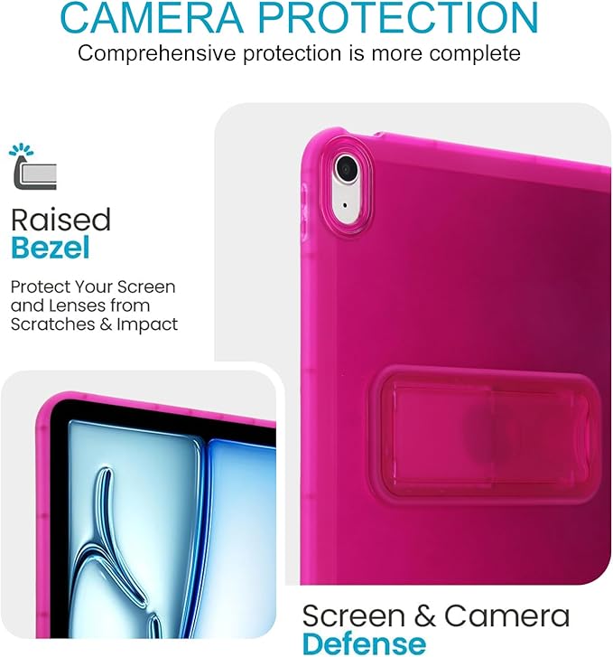 Slim Case for iPad (A16) 11th Generation 11 Inch 2025 / iPad 10th Generation 10.9 Inch 2022, Built-in Kickstand Non-Slip Shockproof Rugged Protective for iPad 11th 10th Gen, Rose