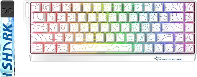 GK GAMAKAY x NaughShark NS68 Rapid Trigger Wired Gaming Keyboard, 65% Hall Effect Mechanical Keyboard, 8KHz Polling Rate 0.01mm RT, Snap Tap, Outemu Peach Crystal Magnetic Switch (White-Side Printed)