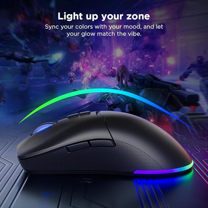 Lenovo Legion M220 Wireless RGB Gaming Mouse, Dual Channel Bluetooth, 2.4Ghz Wireless, USB-C Charging, 5-Level DPI Switch, Symmetrical Medium-Large Size, Black