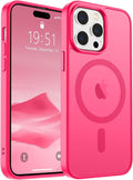 SUPFINE Magnetic for iPhone 14 Pro Max Case (Compatible with MagSafe) (Military Grade Drop Protection) Slim Translucent Matte Shockproof with Anti-Fingerprint Phone Case,Hot Pink