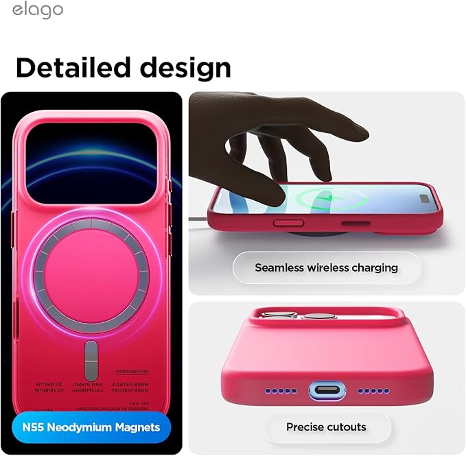 elago for iPhone 17 Pro Case, Premium Magnetic Silicone Case, Compatible with MagSafe, Liquid Silicone Material, Protective Cover, Shockproof, Slim Phone, 6.3 inch (Ice Red)
