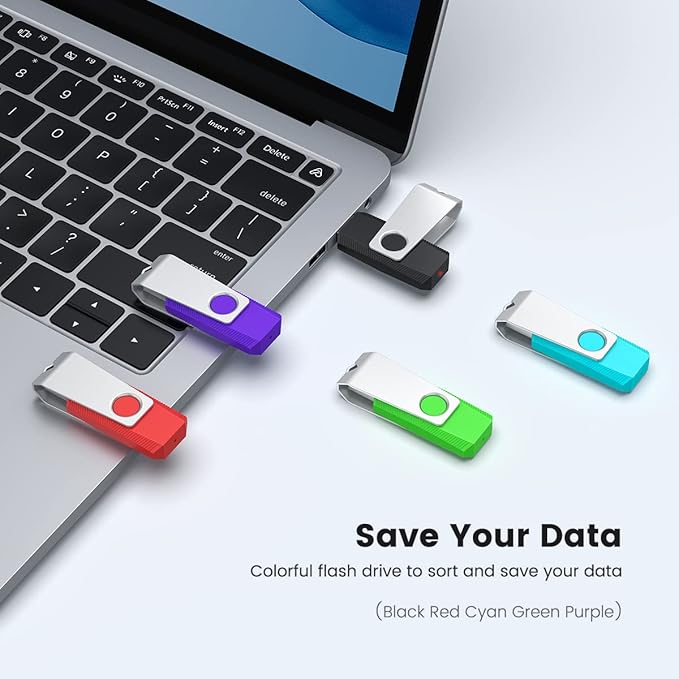 Aiibe 64GB Flash Drive 3.0 5 Pack 64GB USB 3.0 Thumb Drive USB Drives 64 GB Jump Drive Memory Stick Multi Pack 64 GB Flash Drives (64G, 5 Mixed Colors: Black Red Cyan Green Purple)