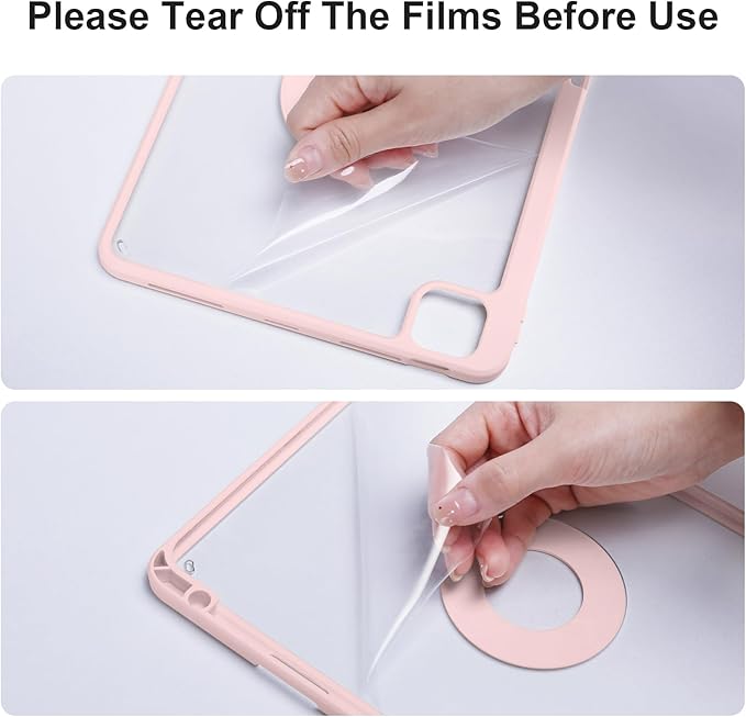 Case for iPad Air 11" M4/M3/M2 2026/2025/2024, iPad Air 10.9" 5th/4th 2022/2020, iPad Pro 11" 4th/3rd/2nd 2022/2021/2020 with Pencil Holder, Vertical Stand, Detachable Magnetic, Ice Blue+Pink