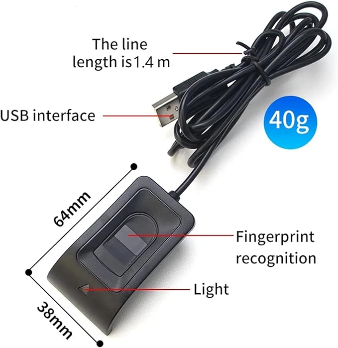 USB Fingerprint Reader for Windows 10 Hello, Biometric Fingerprint Scanner, High Security 508DPI Password Free Operation for PC Login & Office File Encryption