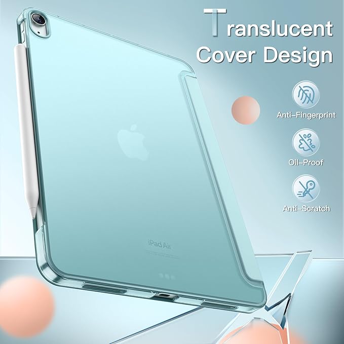 JETech Case for iPad Air 13-Inch M4/M3/M2 (2026/2025/2024), Slim Stand Hard Back Shell Smart Cover with Auto Wake/Sleep (Blue)