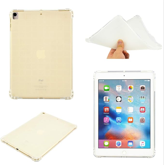 for Apple iPad 9th/8th/7th Generation Case 10.2 inch (2021/2020/2019), Slim Lightweight Translucent Clear Soft TPU Back Shockproof Cover Silicone Bumper Corner Protective Tablet Shell, Clear