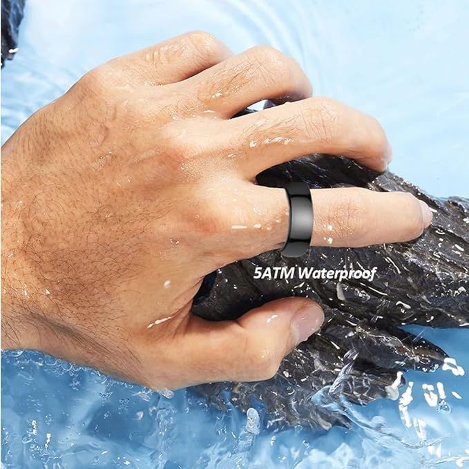 Curved Design Smart Ring Fitness Tracker, Gesture Remote Control Activity Sport Record Sleep Quality Heart Rate SpO2 Skin Temperature Monitoring (Black, #13)