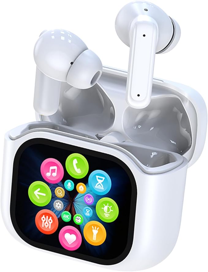 ANC Touchscreen TWS Wireless Bluetooth Earbuds with Active Noise Cancelling, Blue Tooth Ear Buds for iPhone Touch Screen Headphones