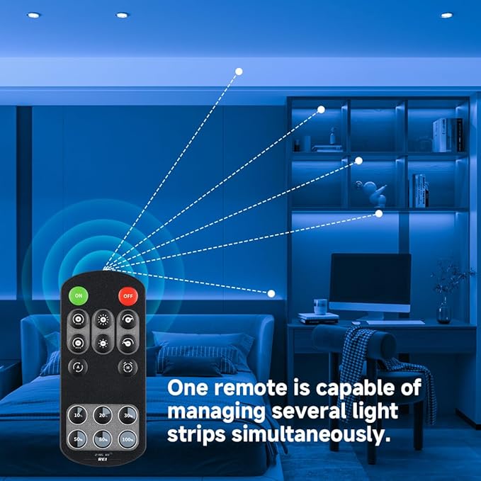 BTF-LIGHTING COB LED Strip Light 24V 16.4FT UL Listed, Blue Color Dimmable High Density Flexible Tape Light with RF Remote & ETL Power Adapter, Ultra Bright for Bedroom Kitchen Home Indoor Lighting