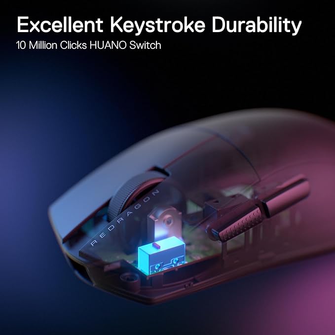 Redragon M916 Wireless Gaming Mouse, 49G Ultra-Light 8K DPI 2.4G Wireless Gaming Mouse w/Ergonomic Natural Grip Build, Full Programmable Buttons, Software Supports DIY Keybinds & DPI