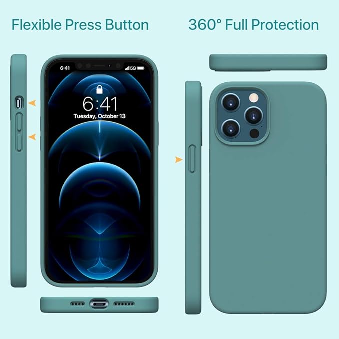 Miracase Compatible with iPhone 12 Pro Max Case, [Soft Anti-Scratch Microfiber Lining], Liquid Silicone Case Gel Rubber Shockproof Drop Protection Phone Case for 12 Pro Max, Midnight Green