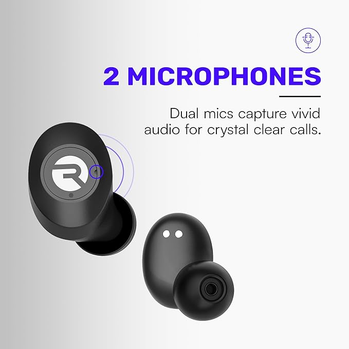 Raycon Everyday Classic Bluetooth Wireless Earbuds + Microphone with Active Noise Canceling, Sweat & Water-Resistant Earphones, Ear Buds Wireless Bluetooth 32 Hours Playtime (Purple)