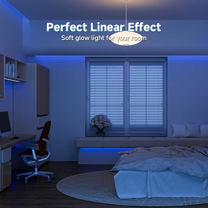 BTF-LIGHTING COB LED Strip Light 12V 16.4FT UL Listed, Blue Color Dimmable High Density Flexible Tape Light with RF Remote & ETL Power Adapter, Ultra Bright for Bedroom Kitchen Home Indoor Lighting