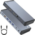 13-in-1 Laptop Docking Station 3 Monitors for Mac and Windows, USB C Hub with Triple 4K@60Hz (2DP+1HDMI), 100W PD Charging, One-Click Screen Off Switch, 10Gbps Data, Gigabit LAN, for Office and Gaming