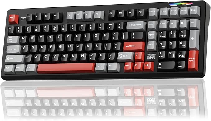 LINGBAO K98 Wireless Mechanical Gaming Keyboard, Tri-Mode BT5.0/2.4GHz/USB-C, Gasket Custom Hot-Swappable Linear Switches Creamy Keyboard with Number Pad, RGB Backlit Gaming Keyboard for PC Laptop