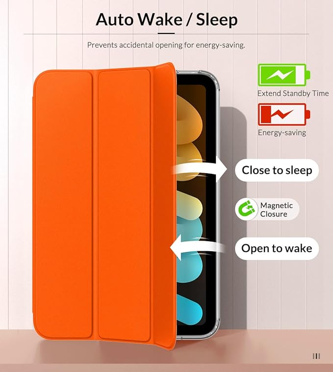 MoKo Case Fit New iPad mini 7 (A17 Pro) 2024, iPad mini 6th Generation Case 2021 (8.3-inch), iPad mini 6 Case, Soft TPU Translucent Frosted Back Cover Case for iPad mini 7th, Orange