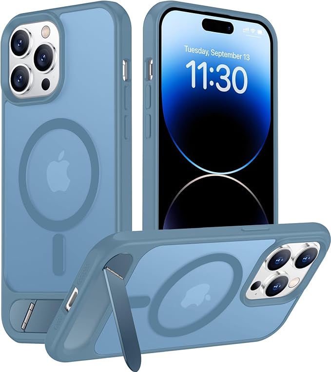 Magnetic Compatible with iPhone 14 Pro Max Case, [Built-in Invisible Kickstand][Compatible with MagSafe] [Military Grade Shockproof] Slim Translucent Matte Phone Case for iPhone 14 Pro Max 6.7"