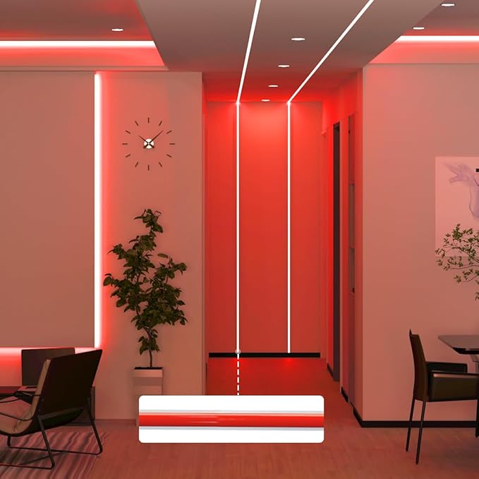 BTF-LIGHTING FCOB COB 3mm Width UL Listed Super Narrow Flexible Uniform LED Strip Light Red Color 16.4FT DC12V CRI 90+ Dimmable LED Ribbon for Kitchen Home Indoor Decor(No Adapter or Controller)