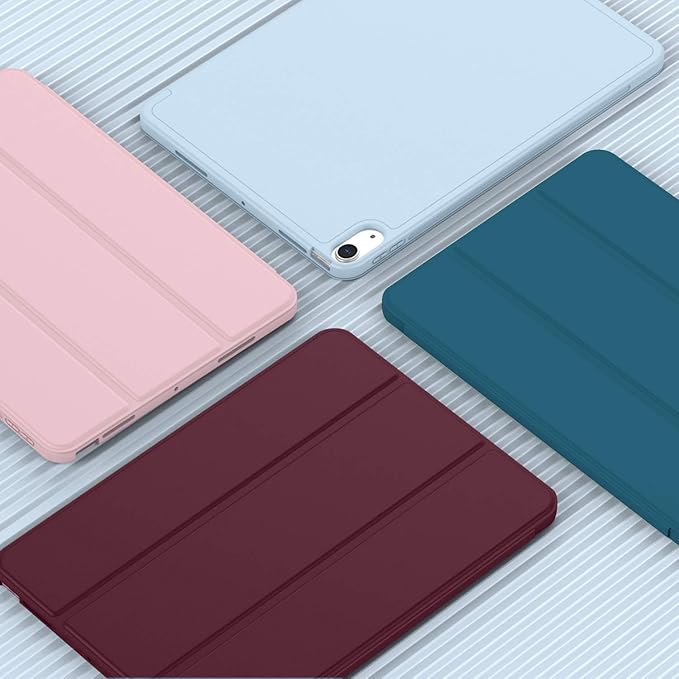 iMieet iPad Air 11 Inch Case M4/M3/M2(2026/2025/2024), iPad Air 5th/4th Generation Case 2022/2020 10.9 Inch with Pencil Holder,Trifold Stand Smart Case with Soft TPU Back(Wine)