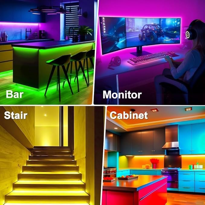 PSTAR LED Lights for TV Led Backlight, 16.4ft Music Sync RGB Strip Lights with Remote & App Control, USB Powered for 45-75 Inch TVs, Computer, Bedroom, Gaming Setup, Home Cinema