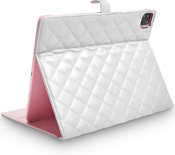 Changjia for iPad Pro 12.9 Inch Case 6th/5th/4th/3rd Generation (2022/2021/2020/2018),Crown Diamond Bling Cute PU Leather Smart Auto Sleep/Wake Stand Shockproof Protective Case for iPad 12.9Inch,White
