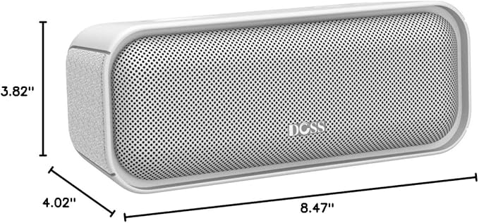 DOSS SoundBox Pro Bluetooth Speaker, 20W Stereo Sound, Active Extra Bass, 20H Playtime, Multi-Color Lights, IPX6 for Home, Outdoor, Party, Christmas and White Elephant Gift for Men, Women, Teen-Grey