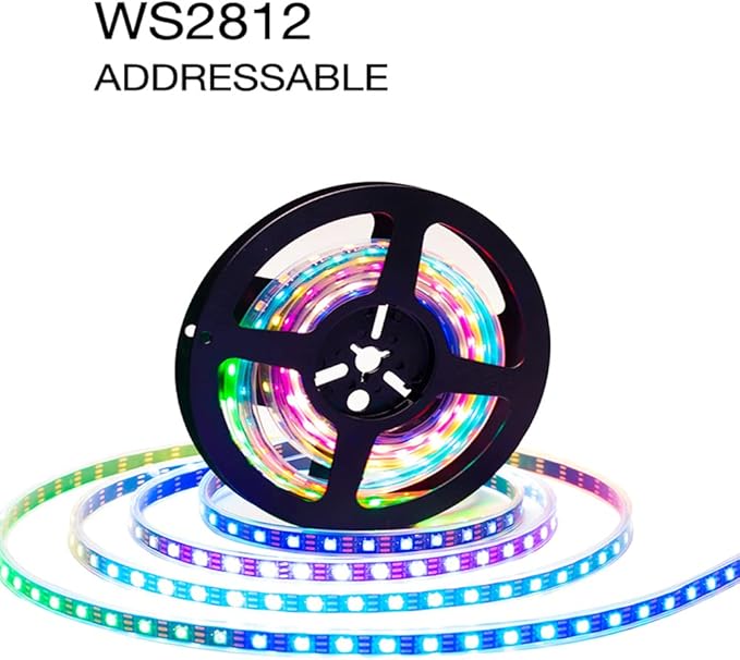 WS2812B LED Strip Individual Addressable Light 60Pixels/m SMD 5050 RGB Pixel Strip DC5V (16.4FT 300LEDS Waterproof IP67, White PCB)