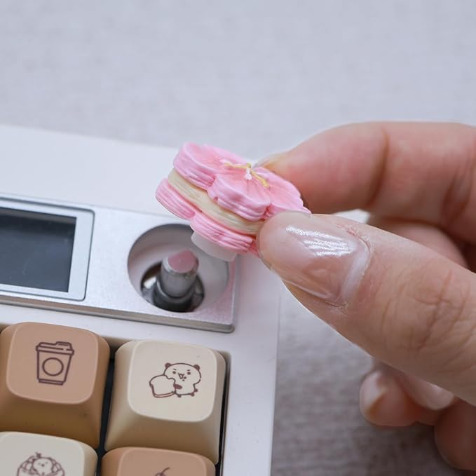 Rotary Knob for Gaming Mechanical Keyboard,Cute 3D Sakura Cookie Custom Knob,Handmade Resin Rotary Knob Suitable for GMK67/GMK87/L98/F99 Pro/F75 (Pro),etc (Sakura)