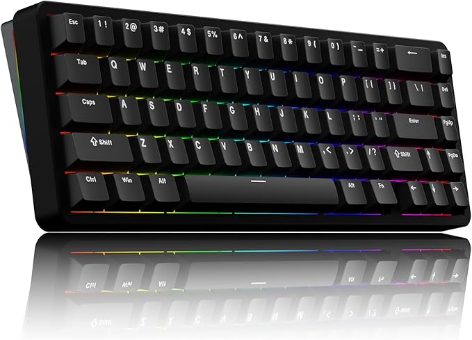 OOCTPK Chilkey ND65 Wireless Aluminum Mechanical Keyboard, 65% Layout Portable Gaming Keyboard, Tri-Mode BT5.0/2.4GHz/USB-C Hot Swappable Custom RGB Backlit Key Board for Laptop Office PC - Black