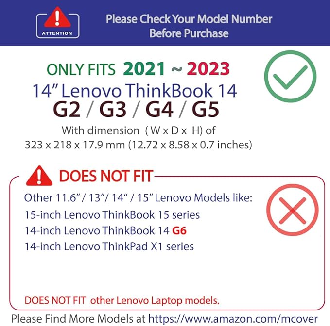mCover Case ONLY Compatible for 2021~2023 14" Lenovo ThinkBook 14 G2 / G3 / G4 / G5 Series Notebook PC (NOT Working with Other Lenovo Models) - Aqua