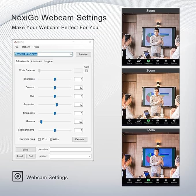 NexiGo N980P 1080P 60FPS Webcam with Microphone and Software Control, USB Computer Camera, Built-in Dual Noise Reduction Mics, 120° Wide-Angle for Zoom/Skype/FaceTime/Teams, PC Mac Laptop Desktop