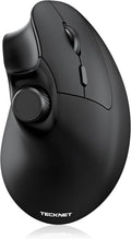 TECKNET Ergonomic Mouse, Rechargeable Wireless Bluetooth Mouse (BT 5.0/5.0+2.4G), Vertical Mouse with Volume Knob, Quiet Clicks, Cordless Mice 6 Adjustable DPI with USB A Receiver, Wide Compatibility