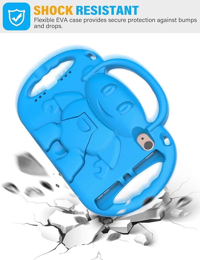 Kids Case for iPad Mini 7 (A17 Pro) 2024/ Mini 6 2021, iPad Mini 7th/6th Generation Case with Shoulder Strap - Durable Shockproof with Handle Stand Protective Cover for iPad 8.3 Inch Blue