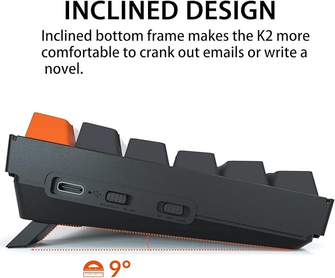 Keychron K2 Wireless Bluetooth/USB Wired Gaming Mechanical Keyboard, Hot-swappable 75% Layout 84 Keys RGB LED Backlight, Aluminum Frame for Mac Windows, Gateron G Pro Brown Switch, Version 2