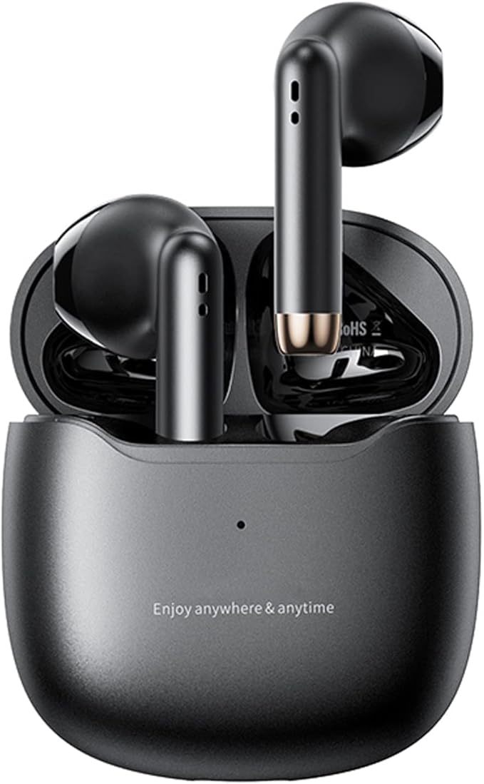True Wireless Earbuds Bluetooth 5.3 with Microphone for Working Out Noise Canceling Blue Tooth Ear Buds Deep Bass TWS Wireless Earphones with Charging Case in Ear Headphone for iPhone Android Black