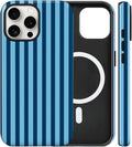 Magnetic for iPhone 11 Case Cute Stripes Phone Case, Shockproof Slim TPU and Hard PC Protective Phone Cover Compatible with MagSafe Designed for Women Girls, Lake Blue