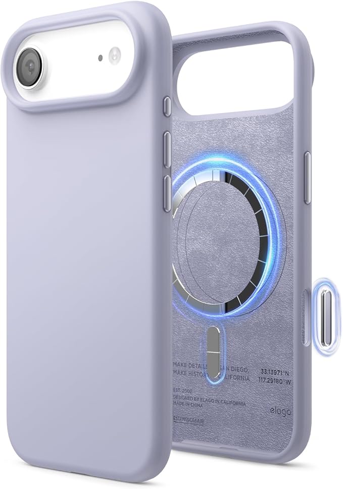 elago for iPhone Air Case, Premium Magnetic Silicone Case, Compatible with MagSafe, Liquid Silicone Material, Protective Cover, Shockproof, Slim Phone, 6.5 inch (Purple)
