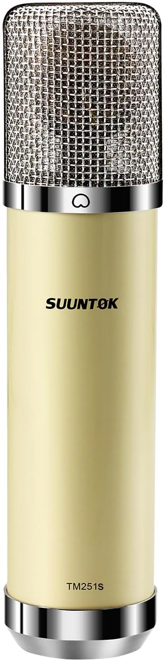 SUUNTOK FET Condenser Microphone Professional XLR Studio Microphone with 34mm Large Diaphragm, Cardioid Recording Mic Computer Gaming PC TM251S Mic Kit for Singing, Podcasting, YouTube (Yellow)