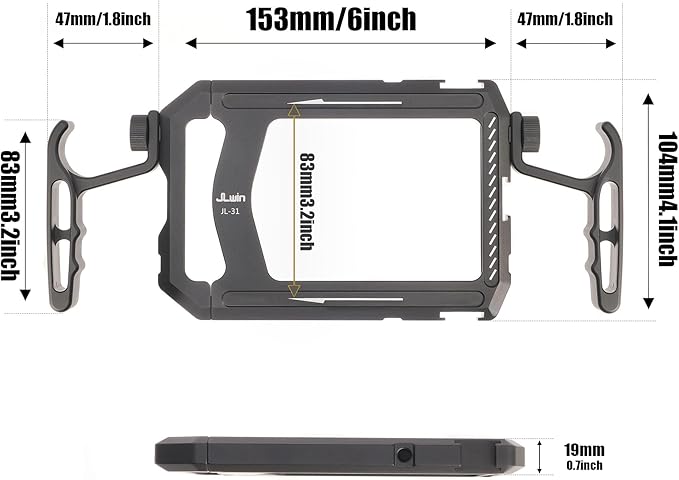 Fotga Aluminum Universal Smartphone Cage Photo Video Stabilizer with Handles Rig for iPhone 17 16 15 14 Pro Max Samsung Cell Phone Vlog Live Stream Video Recording,with Cold Shoe Tripod Mount