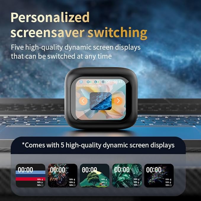 Touch screen earbuds Wireless Earbuds - Active Noise Cancelling Earbuds ANC with Smart Touch Screen - Ear Earbuds with Wireless Charging Case LED Display Deep Bass Earphones Headset with Built (Black)