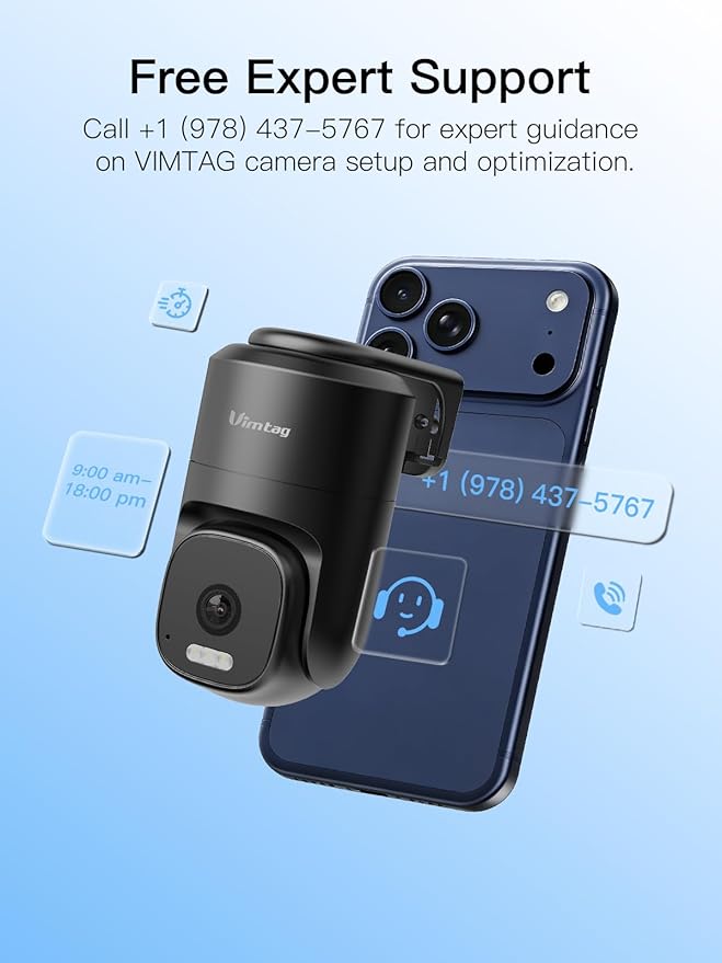 VIMTAG 2.5K 4MP Outdoor Security Camera, Pan/Tilt WiFi Home CCTV Camera, 360° View & Motion Tracking, Color Night Vision, 2-Way Audio, AI Detection Alarm, IP66, Cloud & SD Card Storage, Works w/Alexa