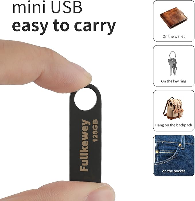 16G/32G/64G/128G Flash Drive, Fullkewey Sleek Metal USB 2.0, Metal Waterproof Compact Pen Drive,Thumb Drive, High Speed Memory Stick for PC Laptop Computer (Gunmetal Gray, 32, GB)