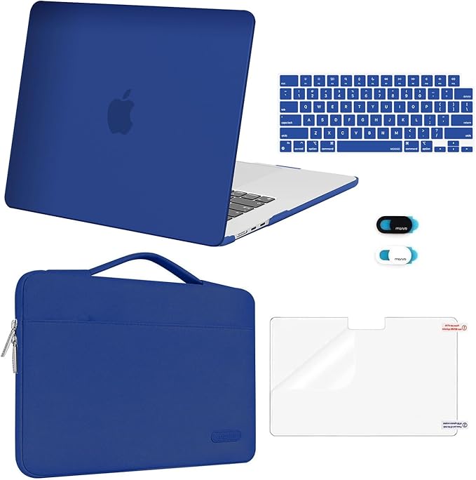 MOSISO Compatible with MacBook Air 15 inch Case M5 2026 M4 2025 M3 M2 2024 2023 A3448 A3241 A3114 A2941,Protective Hard Shell&Carrying Sleeve Bag&Keyboard Cover&Webcam Cover&ScreenFilm, Royal Blue